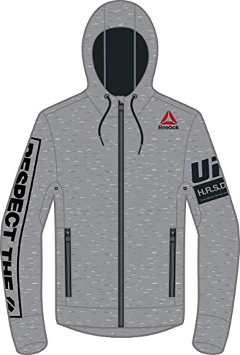 Reebok Sudadera con Capucha para Hombre Blue UFC Speedwick con Cremallera Completa - AY5227, Large, Gris