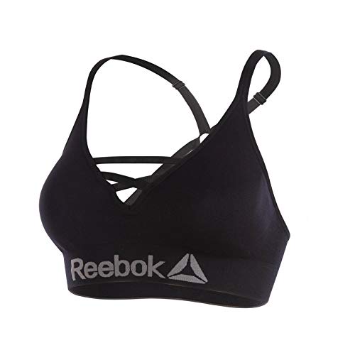 Reebok Sujetador deportivo para Mujer, Negro, X-Small (pack de 2)