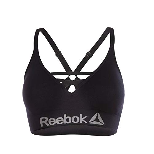 Reebok Sujetador deportivo para Mujer, Negro, X-Small (pack de 2)