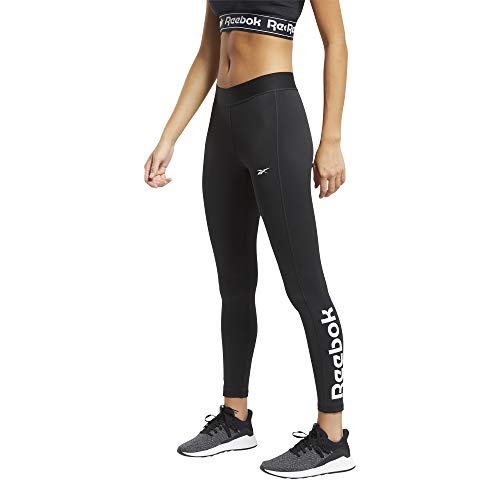 Reebok TE Linear Logo Poly Tight Mallas, Mujer, nghblk, XS