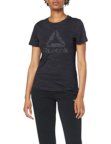Reebok TE Marble Logo Camiseta, Mujer, Negro, S