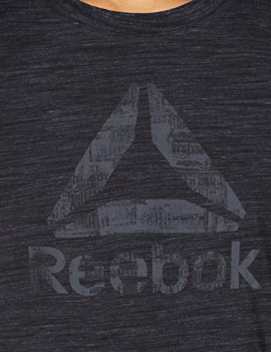 Reebok TE Marble Logo Camiseta, Mujer, Negro, XS