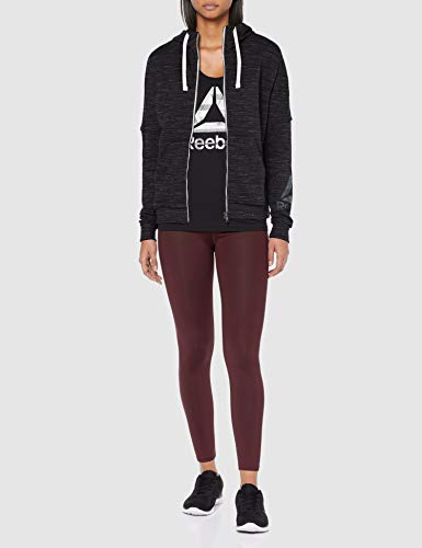 Reebok TE Marble Logo FZ Sudadera, Mujer, Negro, M