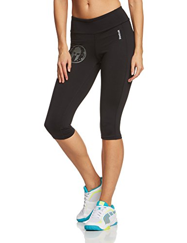 Reebok Tights Spartan Fan Capri - Pantalones Pirata de Running para Mujer, Color Negro, Talla M