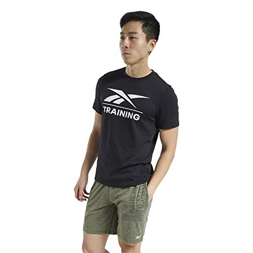 Reebok Training tee Camiseta, Hombre, Negro, L