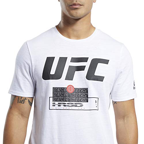 Reebok UFC FG Fight Week tee Camiseta, Hombre, Blanco, XL