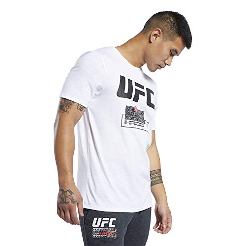 Reebok UFC FG Fight Week tee Camiseta, Hombre, Blanco, XL