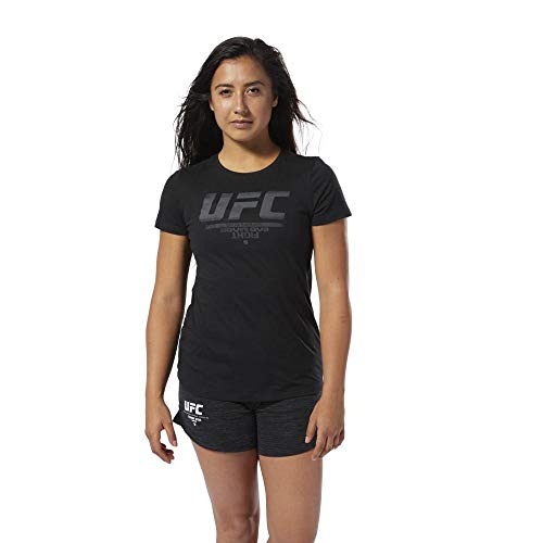 Reebok UFC FG Logo tee Camiseta, Mujer, Negro, XS