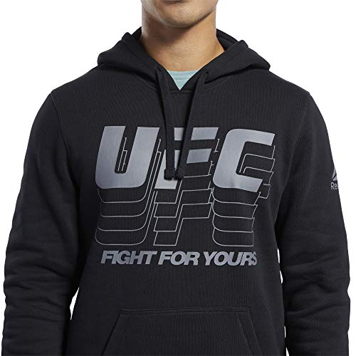 Reebok UFC FG Pullover Hoodie Sudadera, Hombre, Negro, S