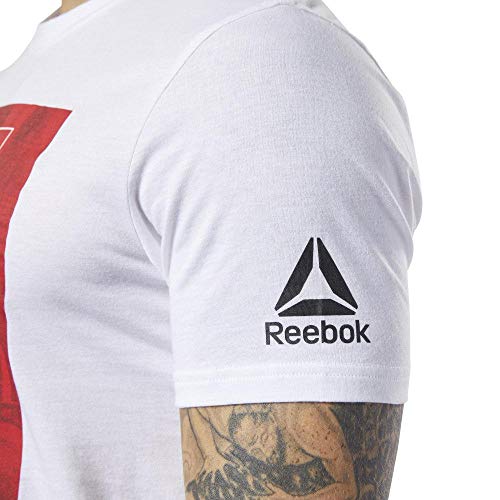 Reebok UFC FG Text tee Camiseta de Manga Corta, Hombre, Blanco (White), 2XL