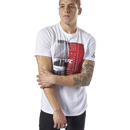 Reebok UFC FG Text tee Camiseta de Manga Corta, Hombre, Blanco (White), 2XL