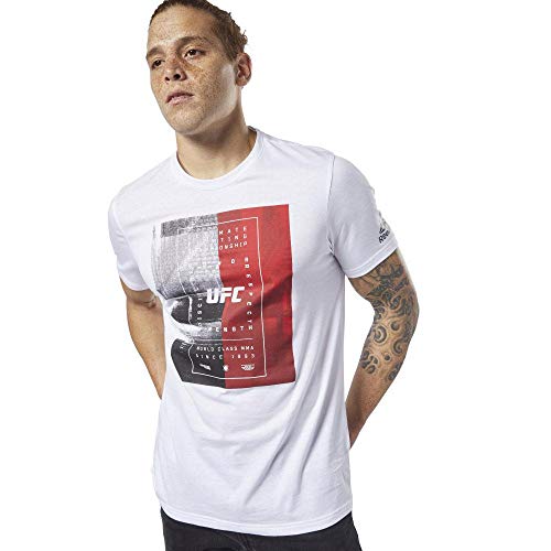 Reebok UFC FG Text tee Camiseta de Manga Corta, Hombre, Blanco (White), 2XL