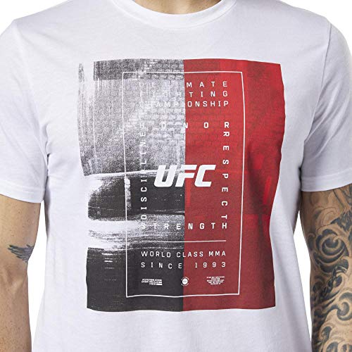 Reebok UFC FG Text tee Camiseta de Manga Corta, Hombre, Blanco (White), 2XL