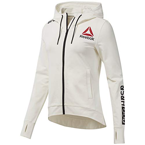 Reebok UFC FK Black Walkout Hood Sudadera, Mujer, Chalk/Negro, M