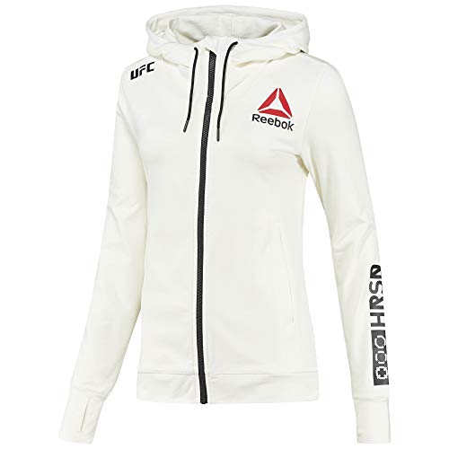 Reebok UFC FK Black Walkout Hood Sudadera, Mujer, Chalk/Negro, M