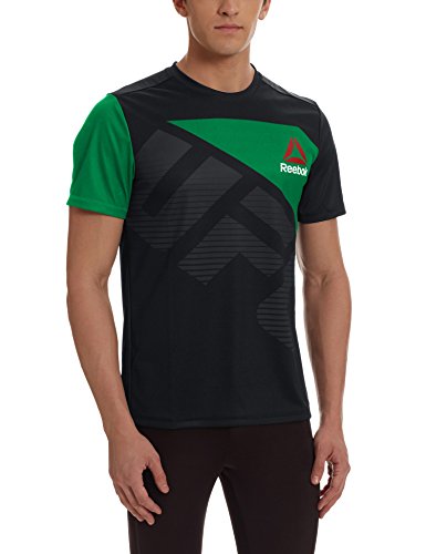 Reebok UFC FK Blank Jersey Black Camiseta térmica, Hombre, Negro (Negro/Basgrn), XS