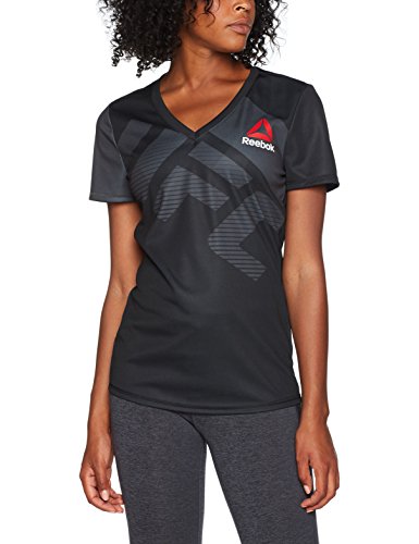 Reebok UFC FK Blank Jersey Black Camiseta térmica, Mujer, Negro (Negro/Gravel), XXS