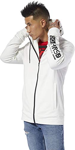 Reebok UFC FK Blank Walkout Hood Sudadera, Hombre, Chalk/Negro, L