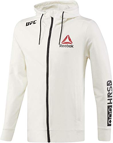 Reebok UFC FK Blank Walkout Hood Sudadera, Hombre, Chalk/Negro, L