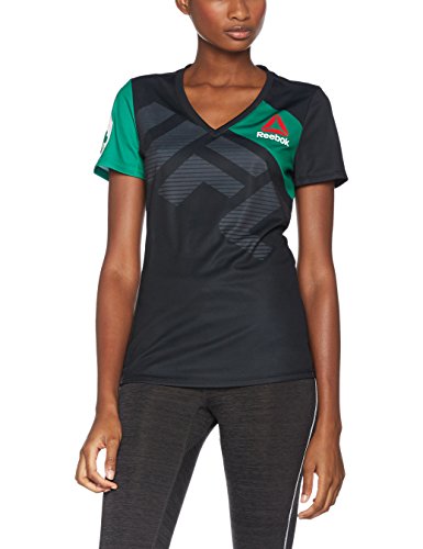 Reebok UFC FK Cmg Jersey Camiseta térmica, Mujer, Negro (Negro/Basgrn), L