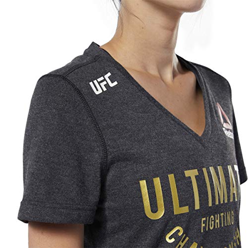 Reebok UFC Walkout - Camiseta de Manga Corta para Mujer, Mujer, FXL49, Negro y Dorado, Small