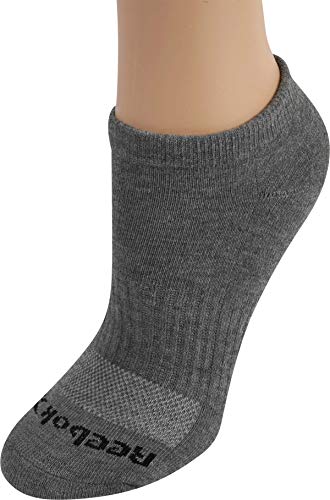 Reebok Women's No-Show Breathable Athletic Low Cut Cushioned Socks (12 Pack) (Grey Collection, Shoe Size: 4-10)