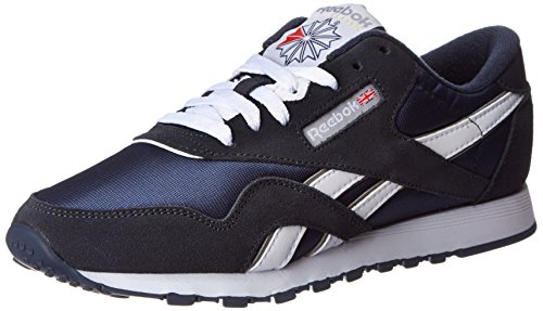 Reebok - Zapatillas clásicas de nailon para mujer, Azul (Equipo clásico azul marino/platino.), 38.5 EU