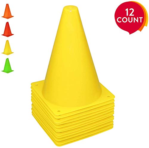 REEHUT 7.5 Pulgadas de Cono de tráfico plástico para Entrenamiento (Juego de 12) - Amarillo