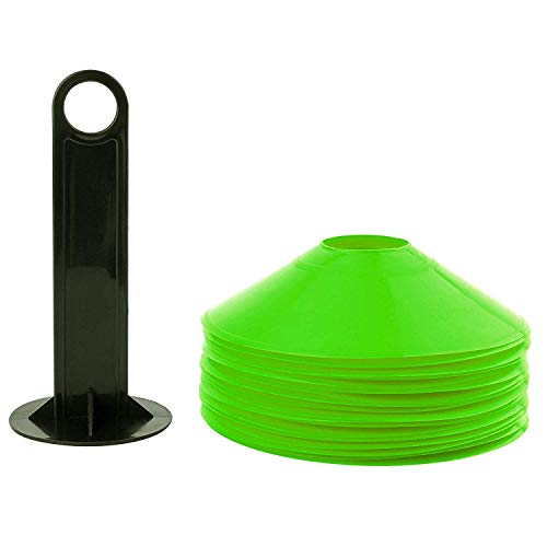 REEHUT Cono de fútbol Disco de Agilidad Conjunto de 25 con Soporte de Plástico, fútbol Americano, fútbol y Cualquier Juego de Pelota para marcar - Conos de de Disco para Entrenamiento, Verde