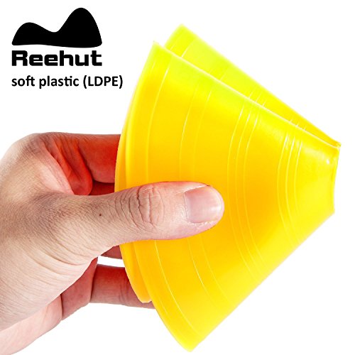 REEHUT Cono de fútbol Disco de Agilidad Conjunto de 25 con Soporte de Plástico, fútbol Americano, fútbol y Cualquier Juego de Pelota para marcar - Conos de de Disco para Entrenamiento, Amarillo