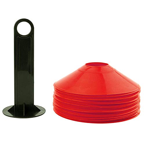 REEHUT Cono de fútbol Disco de Agilidad Conjunto de 25 con Soporte de Plástico, fútbol Americano, fútbol y Cualquier Juego de Pelota para marcar - Conos de de Disco para Entrenamiento, Rojo