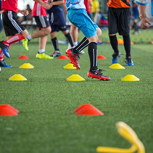 REEHUT Cono de fútbol Disco de Agilidad Conjunto de 25 con Soporte de Plástico, fútbol Americano, fútbol y Cualquier Juego de Pelota para marcar - Conos de de Disco para Entrenamiento, Rojo