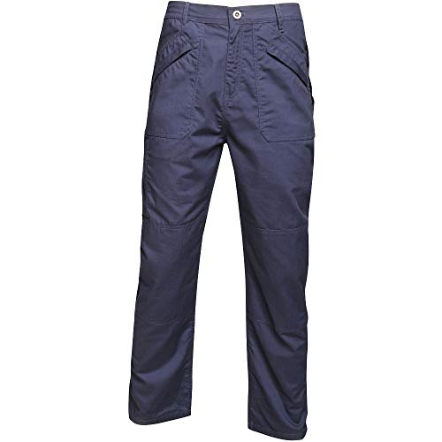 Regatta Professional Original Action Water Repellent Multi Zip Pocket Trousers Pantalones, Hombre, Azul Marino, Size: 44"