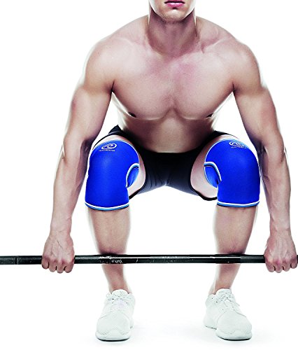Rehband Bandage Kniebandage Retro Neopren - Rodillera de Voleibol, Color Azul, Talla M