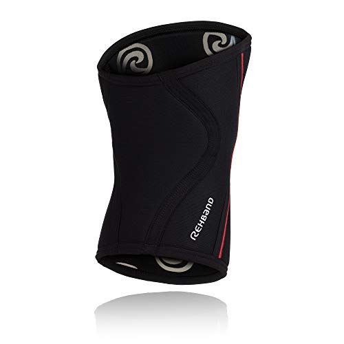 Rehband RX Knee Support Rodillera de Neopreno, Unisex, 7 mm,  Negro/Rojo, Medium