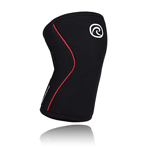 Rehband RX Knee Support Rodillera de Neopreno, Unisex, 7 mm,  Negro/Rojo, Medium