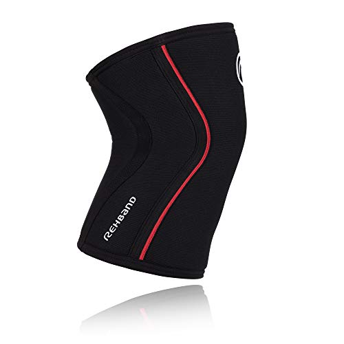 Rehband Unisex RX Knee Support 7 mm Neopreno Vendaje, Unisex, RX Knee Support 7 mm Neopren, Blanco/Rojo, Small