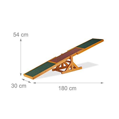 Relaxdays Balancín Perro, Dog Agility, Entrenamiento, Mascotas Grandes y Pequeñas, 1 Ud, 54 x 180 x 30 cm, Multicolor