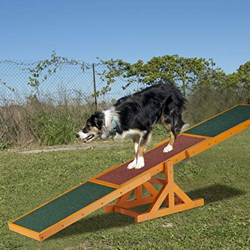 Relaxdays Balancín Perro, Dog Agility, Entrenamiento, Mascotas Grandes y Pequeñas, 1 Ud, 54 x 180 x 30 cm, Multicolor