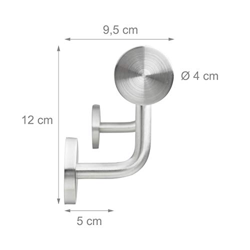 Relaxdays Pasamanos Escalera con Soportes y Tacos Metálicos, Acero Inoxidable Cepillado, 100 cm