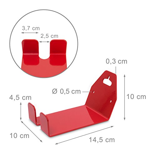 Relaxdays - Soporte de Bicicleta para la Pared, Metal, 16 x 10 x 16 cm, 0.6 Kg, Color Rojo