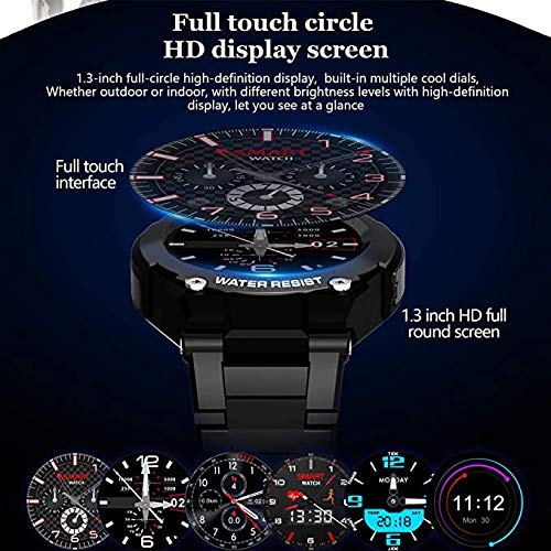 Reloj de los deportes, a prueba de agua reloj inteligente, rastreador de ejercicios con ritmo cardíaco y la presión arterial Monitor táctil completa, Llamada Bluetooth, GPS de posicionamiento,Black