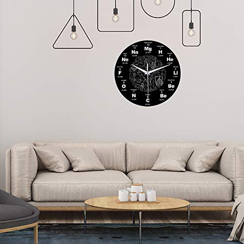 Reloj de pared con mesa periódica de ciencias químicas, regalo para profesores de química, reloj de símbolos de ciencias químicas, 12 pulgadas