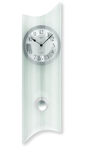 Reloj de pared con péndulo relojconstellation AMS 7324 cuarzo, Cimitarra satinado cristal mineral
