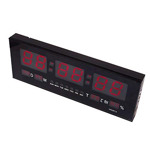 Reloj de pared grande Red LED Digital alarma del reloj temporizador de la batería con la temperatura del calendario 36 C