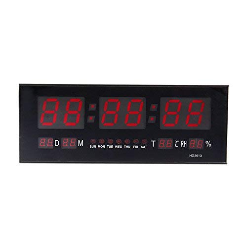 Reloj de pared grande Red LED Digital alarma del reloj temporizador de la batería con la temperatura del calendario 36 C