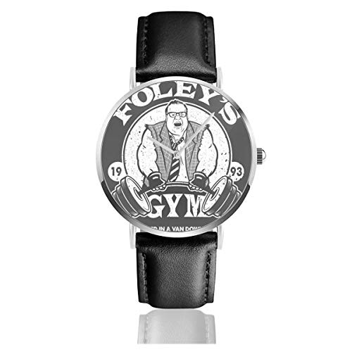 Reloj de Pulsera Unisex para Negocios, Casual, Mate, foleys, Gimnasio, por The River Saturday Night Live, de Cuarzo, con Correa de Piel Negra, para Hombres y Mujeres, colección Joven, Regalo