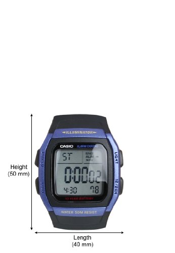 Reloj digital Casio W-96H-2AVDF, con luz, correa de plástico, esfera azul