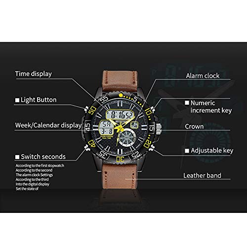 Reloj electrónico Deportivo Juvenil, Reloj Deportivo de Negocios con cinturón Impermeable para Hombres, Puntero + Pantalla Digital, Luminoso, con Calendario mensual y Semana B