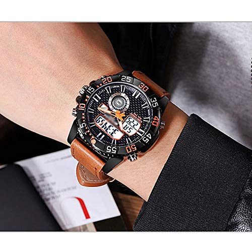 Reloj electrónico Deportivo Juvenil, Reloj Deportivo de Negocios con cinturón Impermeable para Hombres, Puntero + Pantalla Digital, Luminoso, con Calendario mensual y Semana B